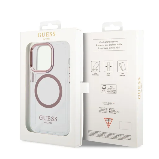 iPhone 14 Pro Max Guess Transparent MagSafe kompatibilis tok rózsaszín (GUHMP14XHTRMP) - 2