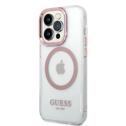 iPhone 14 Pro Max Guess Transparent MagSafe kompatibilis tok rózsaszín (GUHMP14XHTRMP) - 1