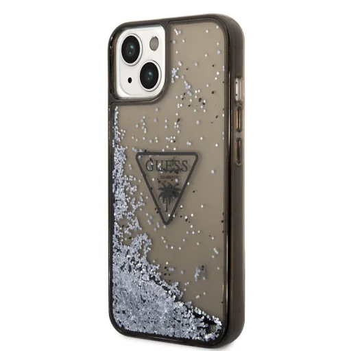 iPhone 14 Plus Guess PC/TPU Liquid Glitter Triangle Logo tok fekete (GUHCP14MLFCTPK) - 1