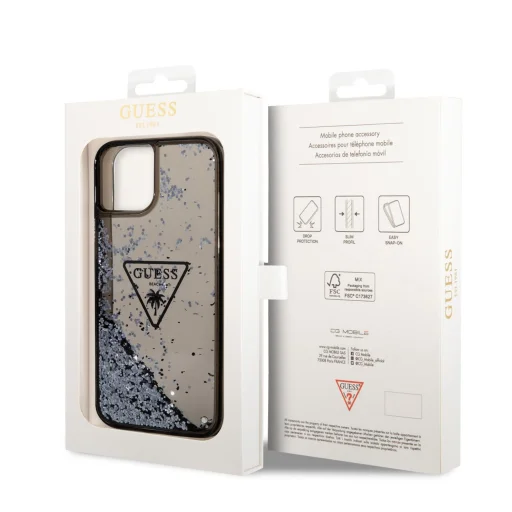 iPhone 14 Plus Guess PC/TPU Liquid Glitter Triangle Logo tok fekete (GUHCP14MLFCTPK) - 4