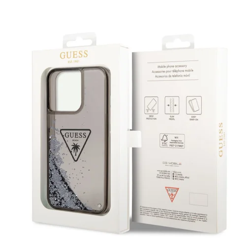 iPhone 14 Pro Max Guess PC/TPU Liquid Glitter Triangle Logo tok fekete (GUHCP14XLFCTPK) - 3