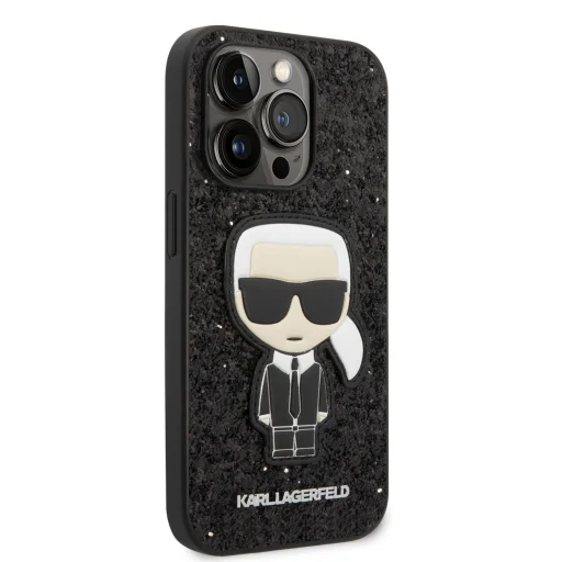 iPhone 14 Pro Karl Lagerfeld Glitter Flakes Ikonik tok fekete (KLHCP14LGFKPK) - 5