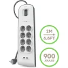 Belkin hálózati elosztó, hosszabbító 8x aljzat, 2x USB 2.4A - 2m  túlfeszültség elleni védelemmel (BSV804vf2M) fekete/fehér thumbnail