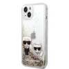 iPhone 14 Karl Lagerfeld Liquid Glitter Karl és Choupette tok arany (KLHCP14SGKCD) thumbnail