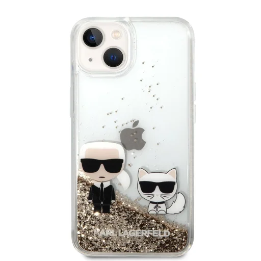 iPhone 14 Karl Lagerfeld Liquid Glitter Karl és Choupette tok arany (KLHCP14SGKCD) - 5