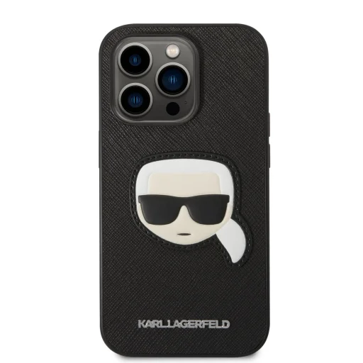 iPhone 14 Pro Karl Lagerfeld PU Saffiano Karl Head tok fekete (KLHCP14LSAPKHK) - 3