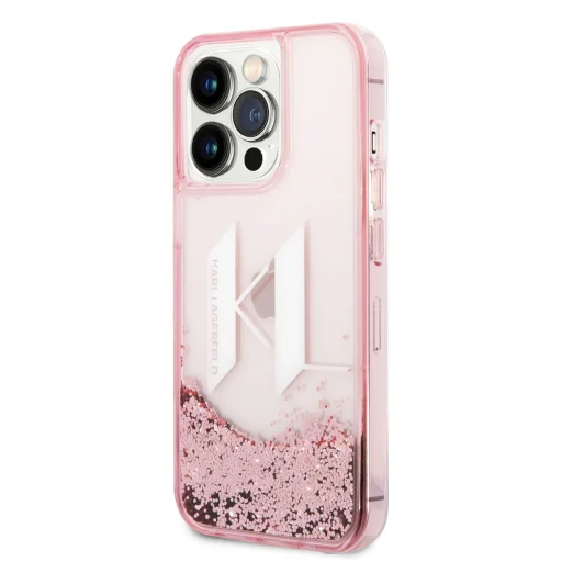 iPhone 14 Pro Karl Lagerfeld Liquid Glitter Big KL Logo tok rózsaszín (KLHCP14LLBKLCP) - 6