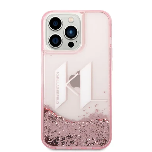 iPhone 14 Pro Karl Lagerfeld Liquid Glitter Big KL Logo tok rózsaszín (KLHCP14LLBKLCP) - 4