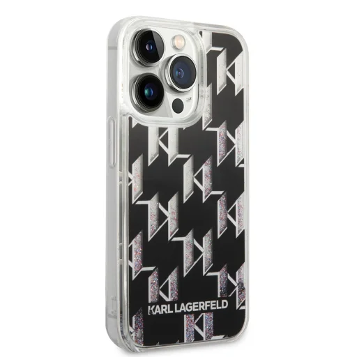 iPhone 14 Pro Karl Lagerfeld Monogram Liquid Glitter tok fekete (KLHCP14LLMNMK) - 3