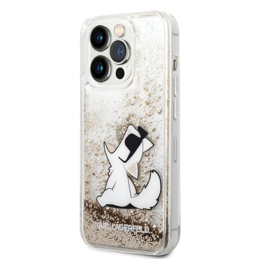 iPhone 14 Pro Max Karl Lagerfeld Liquid Glitter Choupette Eat tok arany (KLHCP14XGCFD) - 1