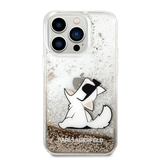 iPhone 14 Pro Max Karl Lagerfeld Liquid Glitter Choupette Eat tok arany (KLHCP14XGCFD) - 3