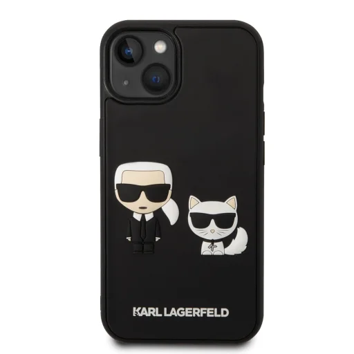 iPhone 14 Karl Lagerfeld Karl és Choupette 3D tok fekete (KLHCP14S3DRKCK) - 5