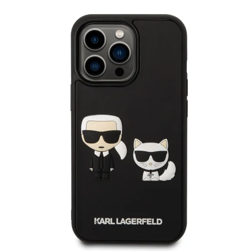 iPhone 14 Pro Karl Lagerfeld Karl és Choupette 3D tok fekete (KLHCP14L3DRKCK) - 5