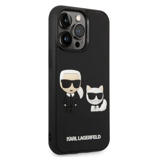 iPhone 14 Pro Karl Lagerfeld Karl és Choupette 3D tok fekete (KLHCP14L3DRKCK) - 2