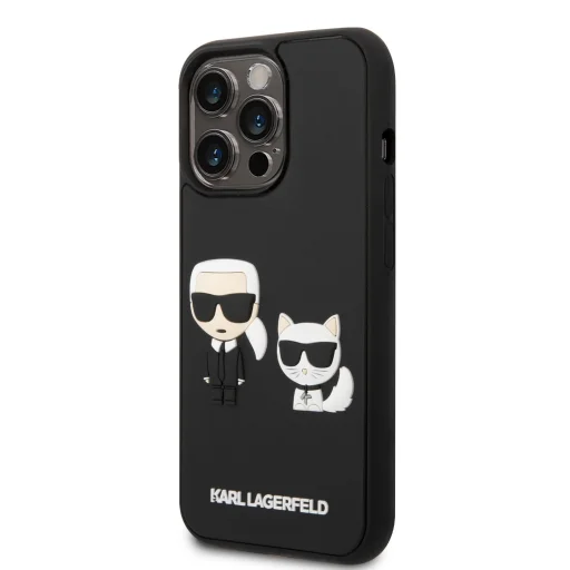 iPhone 14 Pro Karl Lagerfeld Karl és Choupette 3D tok fekete (KLHCP14L3DRKCK) - 1