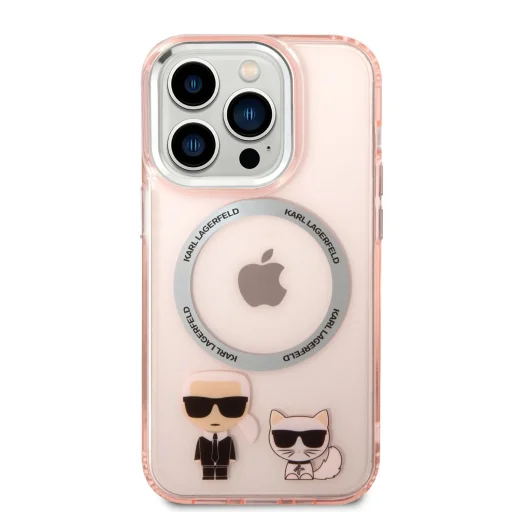 iPhone 14 Pro Karl Lagerfeld Karl és Choupette MagSafe kompatibilis tok rózsaszín (KLHMP14LHKCP) - 2