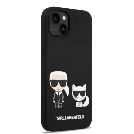 iPhone 14 Plus Karl Lagerfeld Liquid Silicone Karl és Choupette MagSafe kompatibilis tok fekete (KLHMP14MSSKCK) - 3