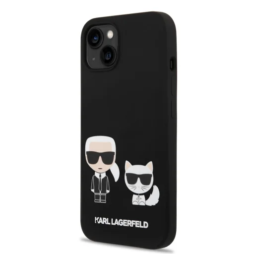 iPhone 14 Plus Karl Lagerfeld Liquid Silicone Karl és Choupette MagSafe kompatibilis tok fekete (KLHMP14MSSKCK) - 4