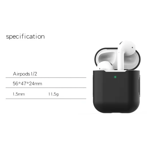 AirPods 1/2 szilikon tok fekete - 2