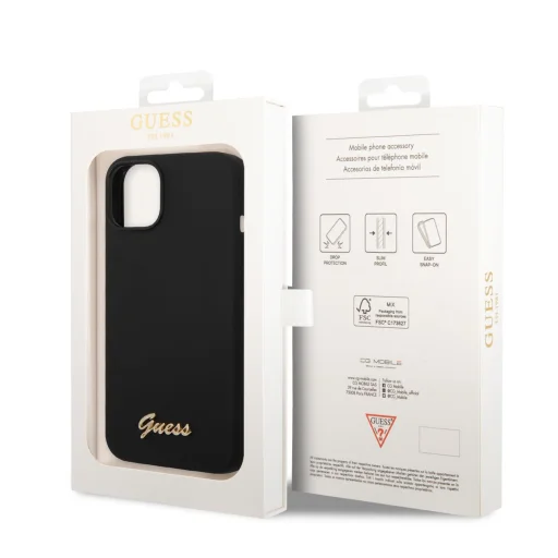 iPhone 14 Plus Guess Liquid Silicone Metal Logo tok fekete (GUHCP14MSLSMK) - 5