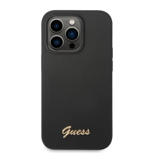 iPhone 14 Pro Max Guess Liquid Silicone Metal Logo tok fekete (GUHCP14XSLSMK) - 3