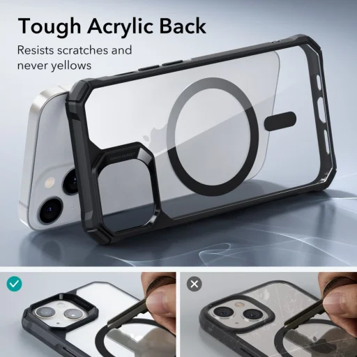 iPhone 13/14 ESR Air Armor HaloLock MagSafe tok átlátszó/fekete - 3