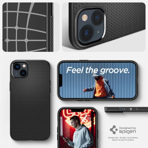 iPhone 14 Plus Spigen Liquid Air flexibilis TPU gél tok matt fekete - 9