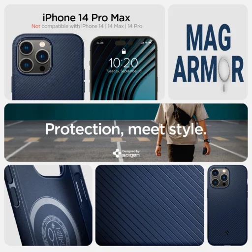 iPhone 14 Pro Max Spigen Mag Armor MagSafe tok tengerészkék (ACS04845) - 17