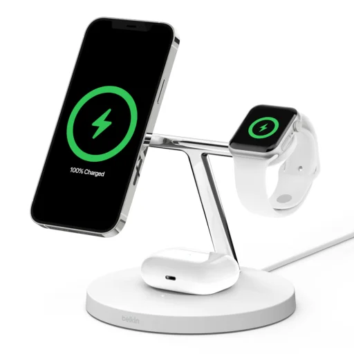 Belkin Boost Charge Pro 3 az 1-ben mágneses, vezeték nélküli töltőállomás 15W MagSafe-kompatibilis (WIZ009vfWH) fehér - 1