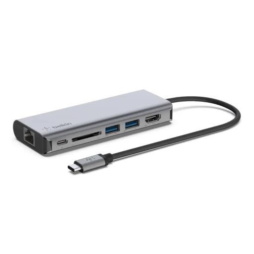 Belkin CONNECT USB-C 6 az 1-ben többportos adapter, HUB elosztó (AVC008btSGY) szürke - 6