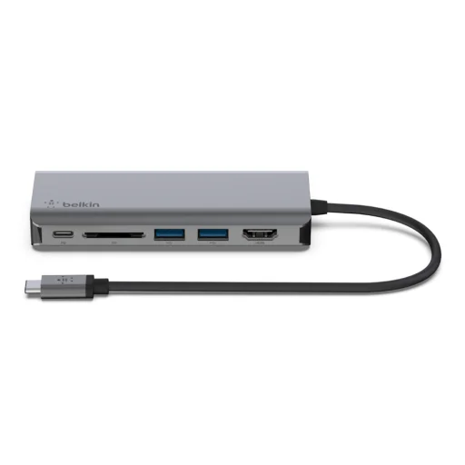 Belkin CONNECT USB-C 6 az 1-ben többportos adapter, HUB elosztó (AVC008btSGY) szürke - 2