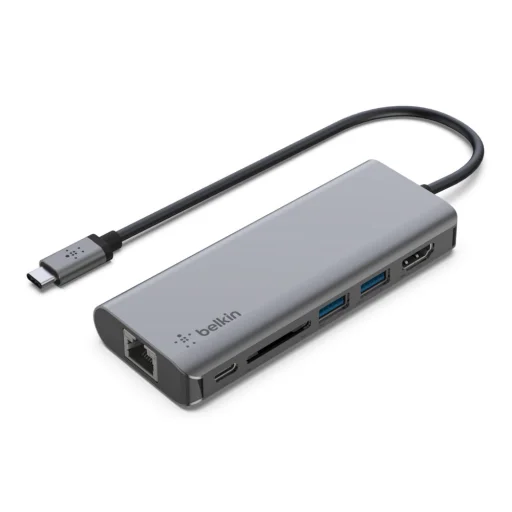 Belkin CONNECT USB-C 6 az 1-ben többportos adapter, HUB elosztó (AVC008btSGY) szürke - 1