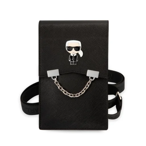 Karl Lagerfeld Saffiano Metal Ikonik Univerzális telefon tartó válltáska fekete (KLWBSAIPCK) - 5
