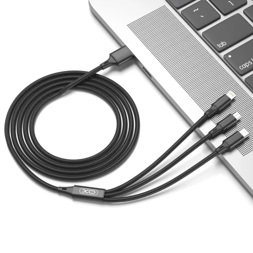 XO NB173 3 az 1-ben kábel USB - Lightning + USB-C + microUSB 1,2 m 2,4 A fekete - 2