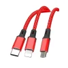 XO NB173 3 az 1-ben kábel USB - Lightning + USB-C + microUSB 1,2 m 2,4 A piros - 2