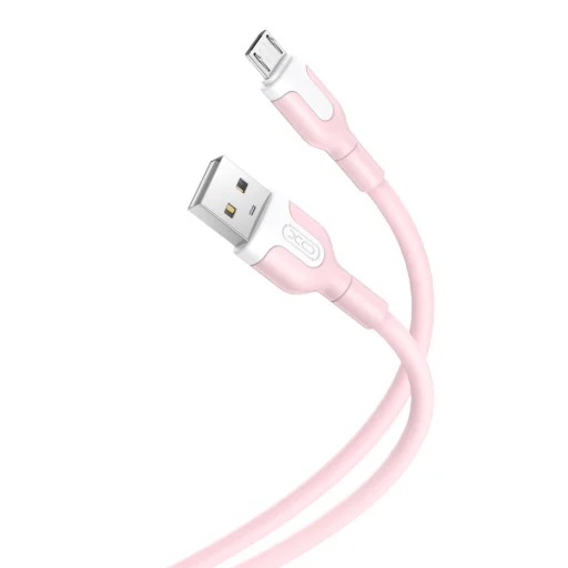 XO NB212 USB - microUSB kábel 1 m 2,1 A rózsaszín - 1