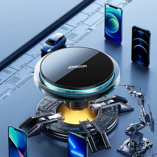 Joyroom autós tartó Qi vezeték nélküli indukciós töltéssel 15 W (MagSafe kompatibilis) szellőzőrácshoz ezüst (JR-ZS291) - 21