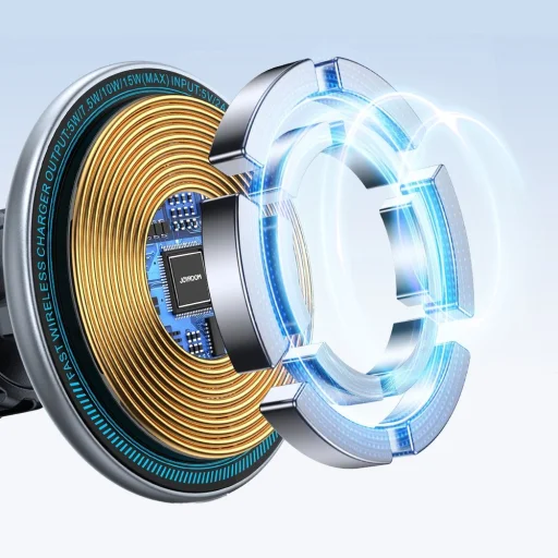 Joyroom autós tartó Qi vezeték nélküli indukciós töltéssel 15 W (MagSafe kompatibilis) szellőzőrácshoz ezüst (JR-ZS290) - 7