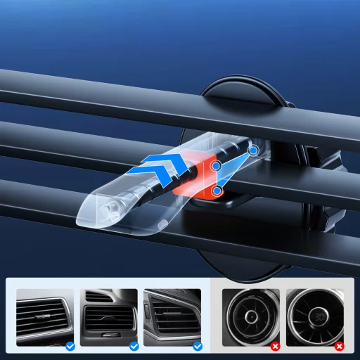 Joyroom automatikus elektromos autós tartó szellőzőrácsra 15 W-os Qi vezeték nélküli töltővel (JR-ZS214) - 5