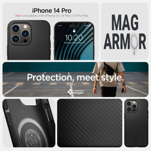 iPhone 14 Pro Spigen Mag Armor MagSafe tok matt fekete (ACS04989) - 10