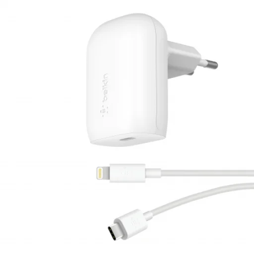 Belkin Boost Charge 30W USB-C PD PPS hálózati töltő adapter + USB-C - Lightning töltőkábel (WCA005vf1MWH-B5) fehér - 1