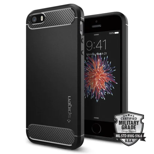 iPhone 5S/SE Spigen Rugged Armor tok fekete (041CS20167) - 5