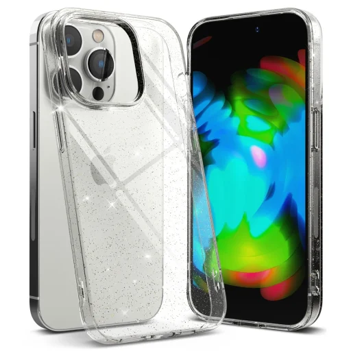 iPhone 14 Pro Max Ringke Air ultravékony TPU gél tok flitteres átlátszó - 3
