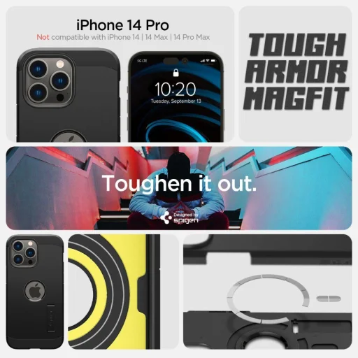 iPhone 14 Pro Spigen Tough Armor tok MagSafe kompatibilis fekete (ACS04985) - 3