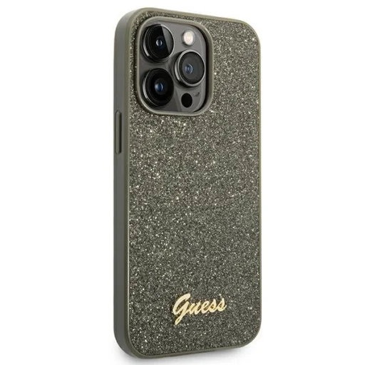 iPhone 14 Pro Max Guess PC/TPU Glitter Flakes Metal Logo tok zöld (GUHCP14XHGGSHN) - 4