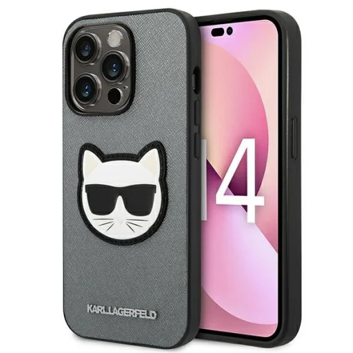 iPhone 14 Pro Karl Lagerfeld Saffiano Choupette Head tok ezüst (KLHCP14LSAPCHG) - 7