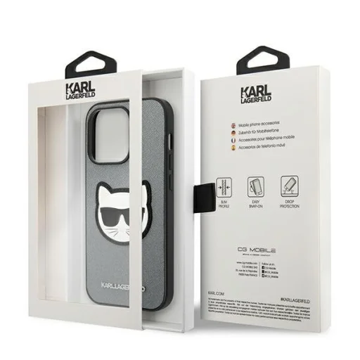 iPhone 14 Pro Karl Lagerfeld Saffiano Choupette Head tok ezüst (KLHCP14LSAPCHG) - 4