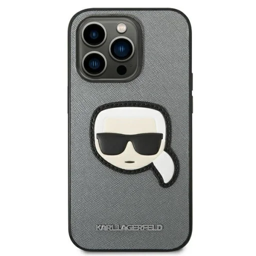 iPhone 14 Pro Max Karl Lagerfeld Saffiano Karl's Head tok ezüst (KLHCP14XSAPKHG) - 4