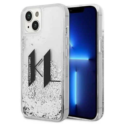 iPhone 14 Plus Karl Lagerfeld Liquid Glitter Big KL logo tok ezüst (KLHCP14MLBKLCS) - 1