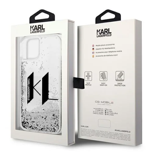 iPhone 14 Plus Karl Lagerfeld Liquid Glitter Big KL logo tok ezüst (KLHCP14MLBKLCS) - 6